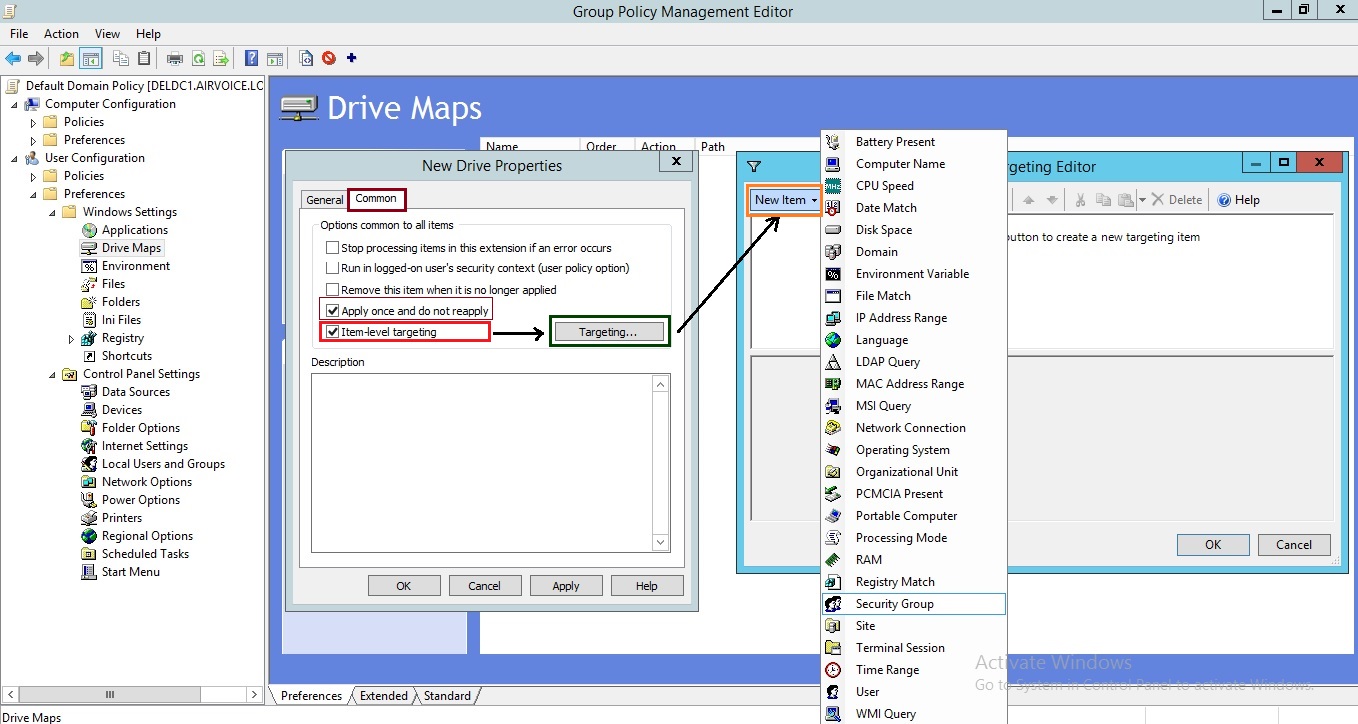 Figure 1.22 Drive Mapping using Preferences - Common Tab