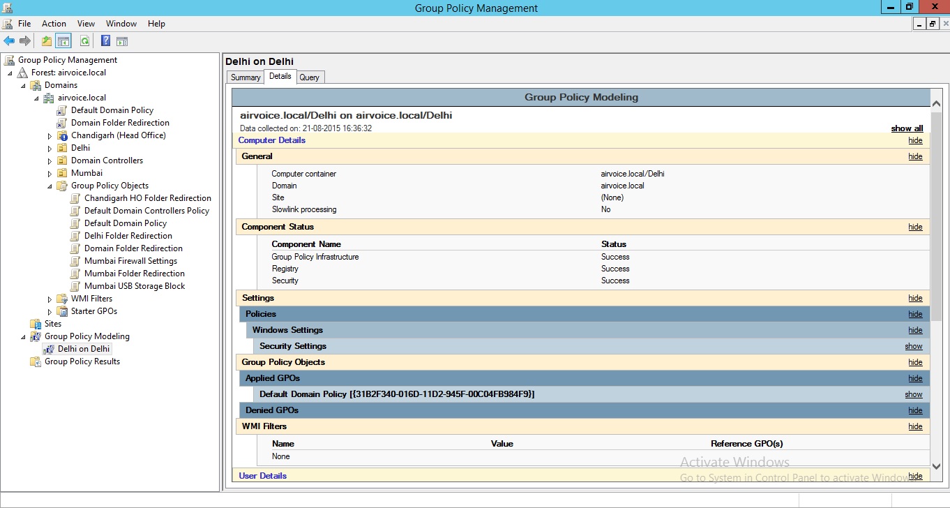 Figure 1.39 Group Policy Modelling Report
