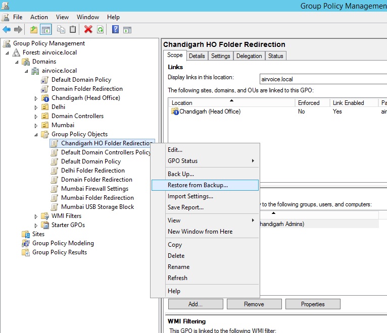 Figure 1.26 Restore Group Policy Object