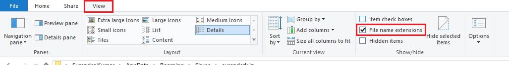 File Extensions Toggle