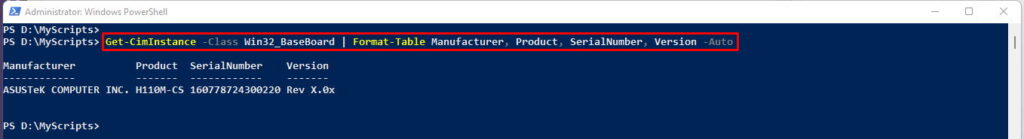Get motherboard information using PowerShell