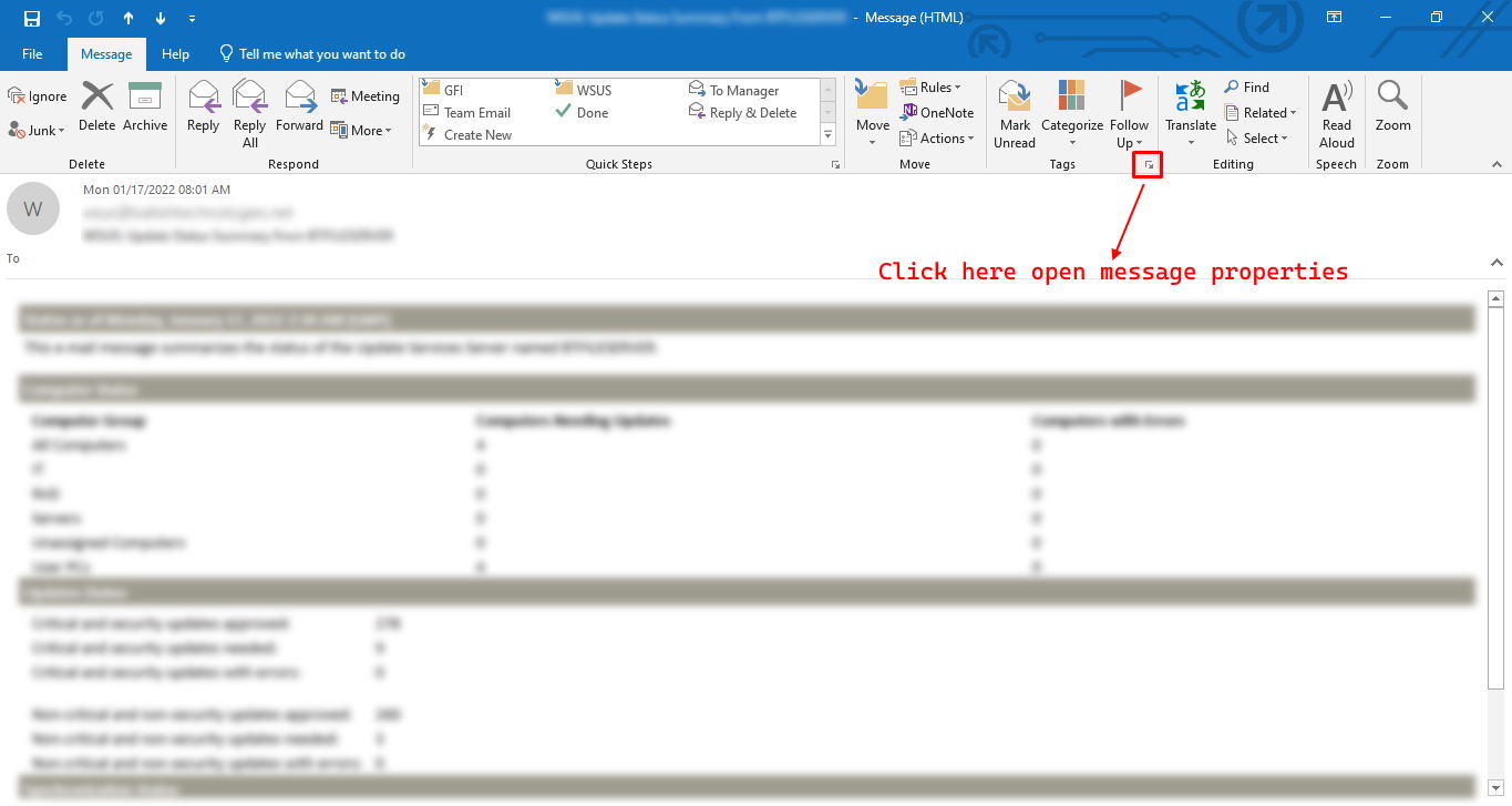 Outlook Email View Headers