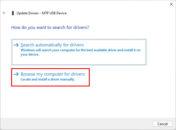 update drivers - how do you want to search for drivers