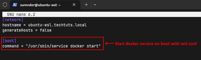 Start docker service on boot with systemd option in wsl.conf file
