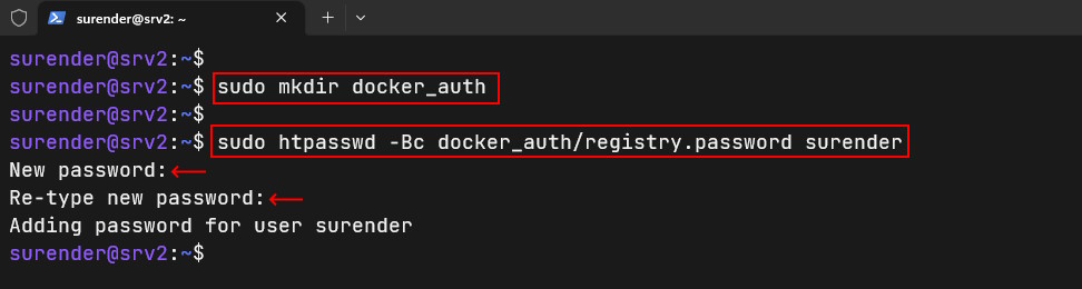 Adding an authenticated user with htpasswd command