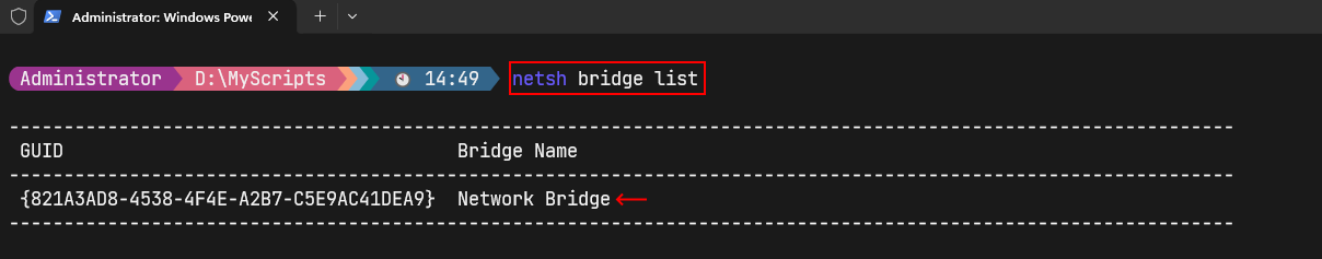 View a network bridge with PowerShell